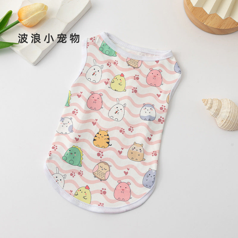 Cute Cartoon Pet Vest Shirt – Lightweight Breathable Puppy & Cat Summer Tank