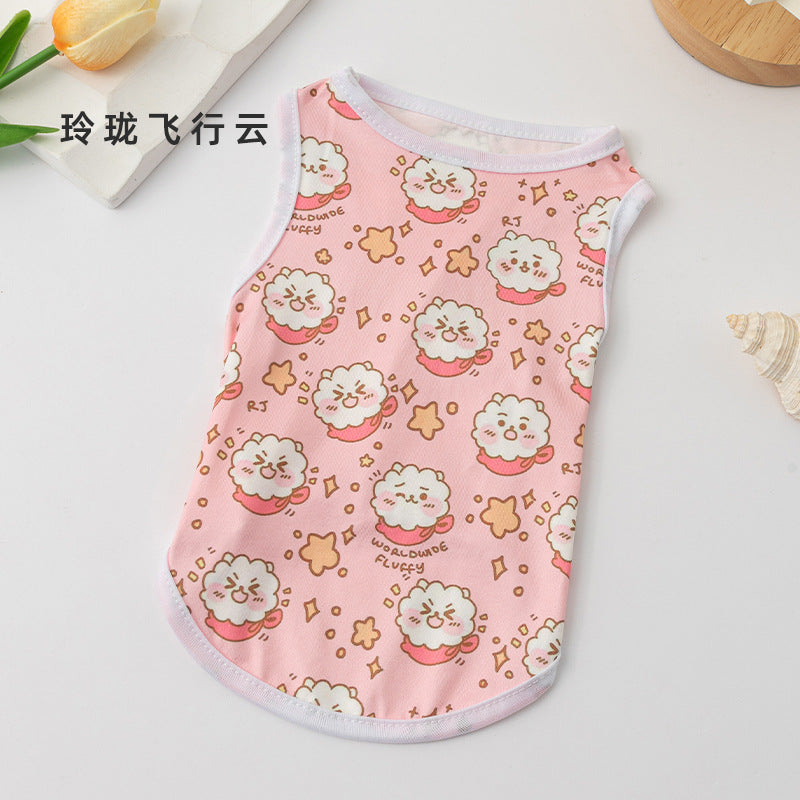 Cute Cartoon Pet Vest Shirt – Lightweight Breathable Puppy & Cat Summer Tank