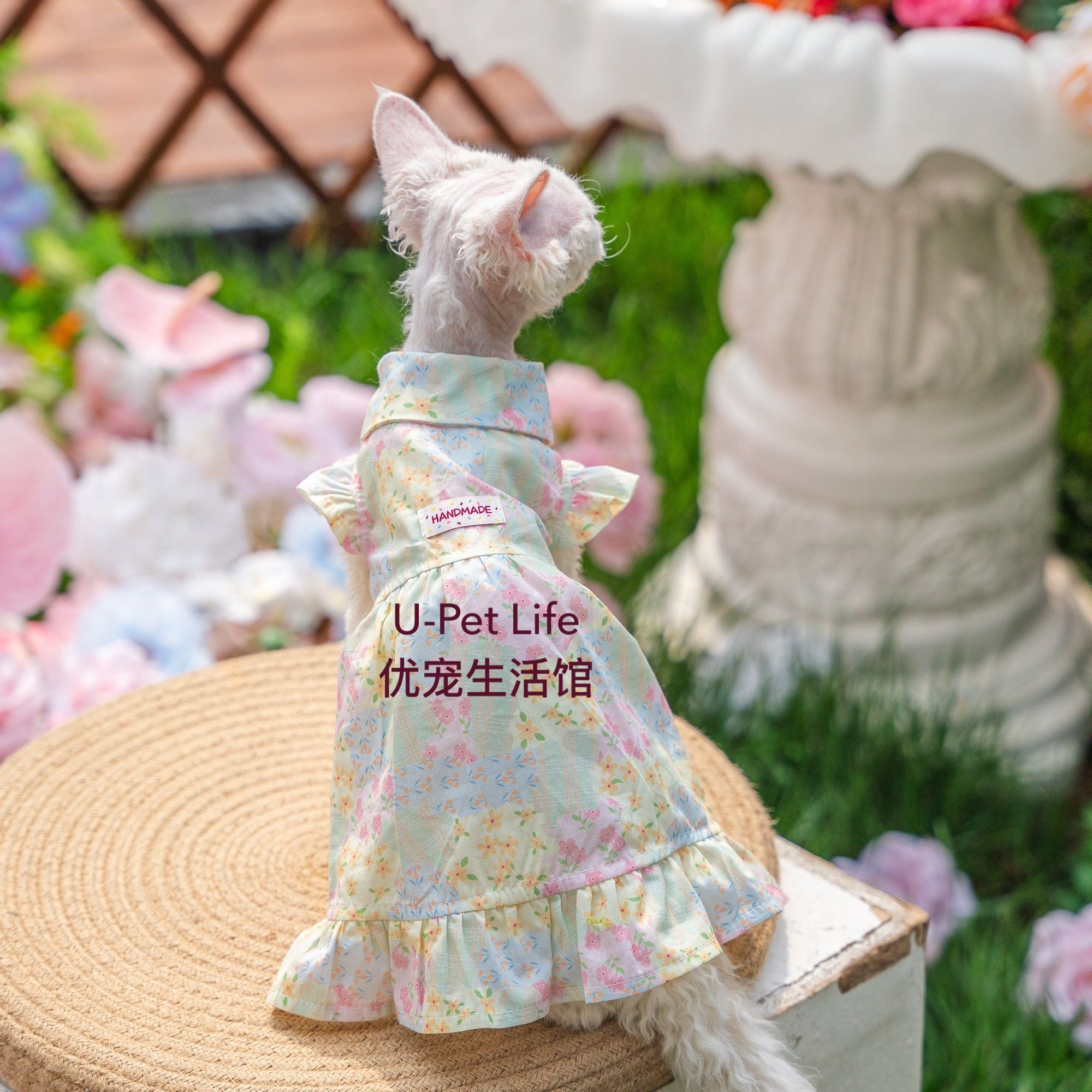 Floral Pet Dress with Ruffles – Cute Handmade Cat & Small Dog Princess Outfit
