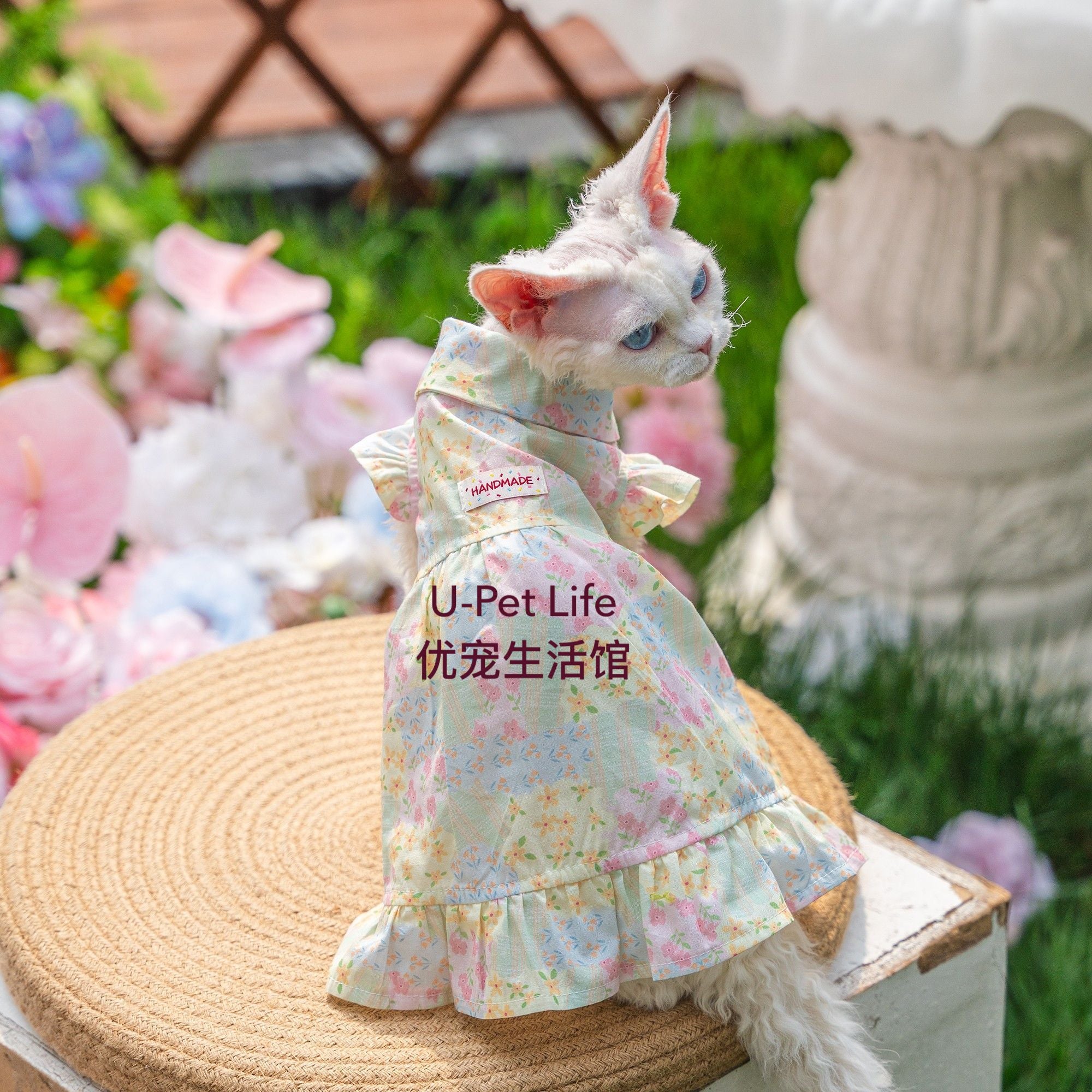 Floral Pet Dress with Ruffles – Cute Handmade Cat & Small Dog Princess Outfit