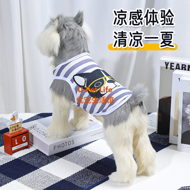 Stylish Striped Sleeveless Dog Shirt – Lightweight Summer Pet Vest for Small Dogs