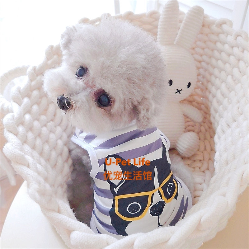 Stylish Striped Sleeveless Dog Shirt – Lightweight Summer Pet Vest for Small Dogs