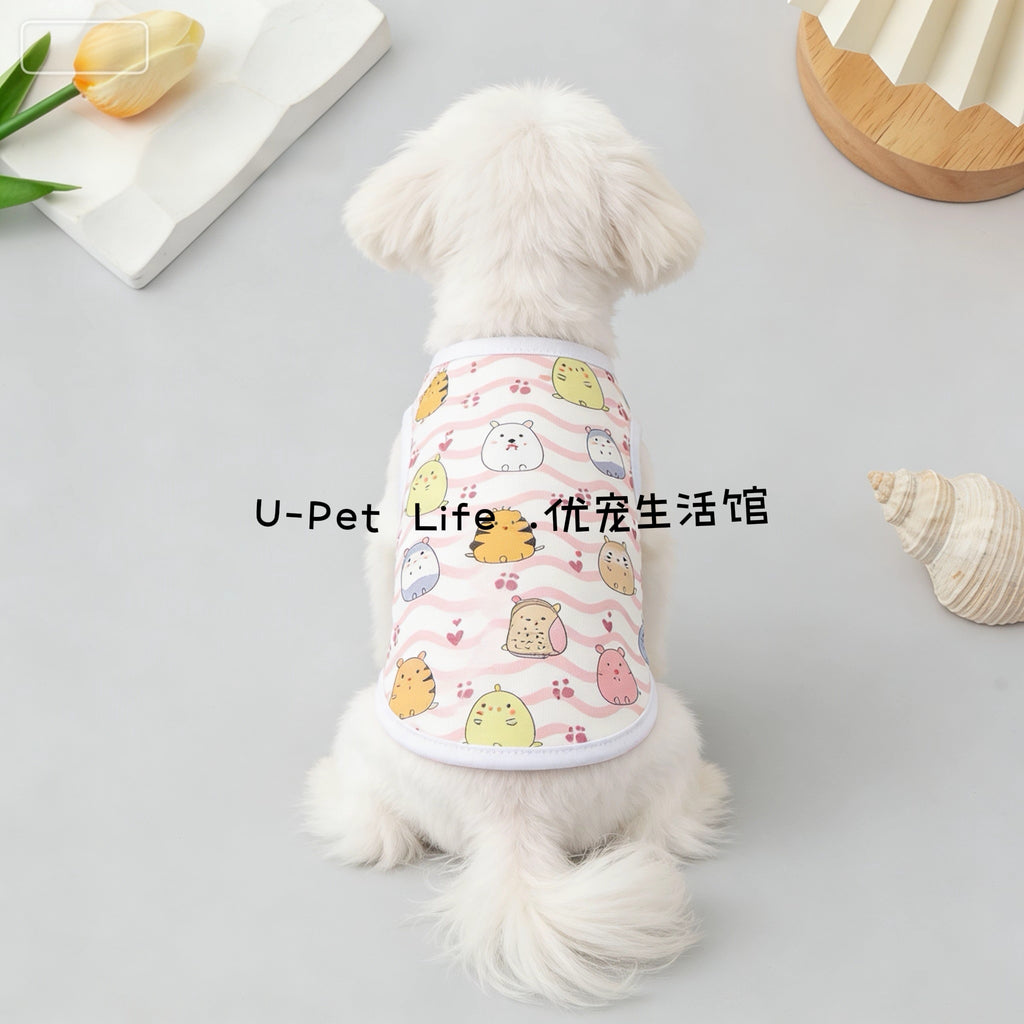 Cute Cartoon Pet Vest Shirt – Lightweight Breathable Puppy & Cat Summer Tank